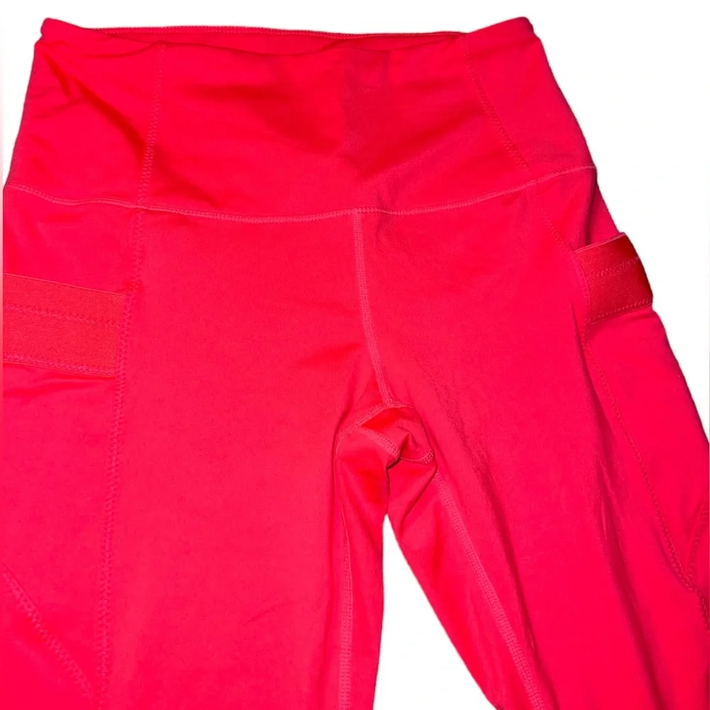 Free People Movement End Game Neon Coral Pink Orange Leggings Medium - Picture 3 of 7